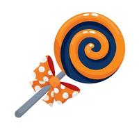 Candy spiral on a stick for Halloween. vector