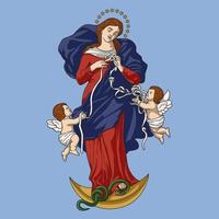 Our Lady Undoer of Knots Colored Vector Illustration