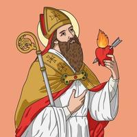 Saint Augustine Doctor Bishop of Hippo Colored Vector Illustration