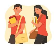 Cute High School Student Boy and Girl Characters for Back to School Illustration vector