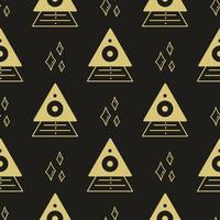 Black background with golden magic symbols seamless vector
