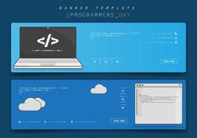 Banner design with laptop and coding page in cartoon design for programmers day design vector