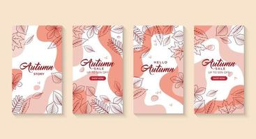 Autumn seasonals postes with autumn leaves and floral elements in fall colors.Autumn greetings cards perfect for prints,flyers,banners,invitations,promotions and more. vector