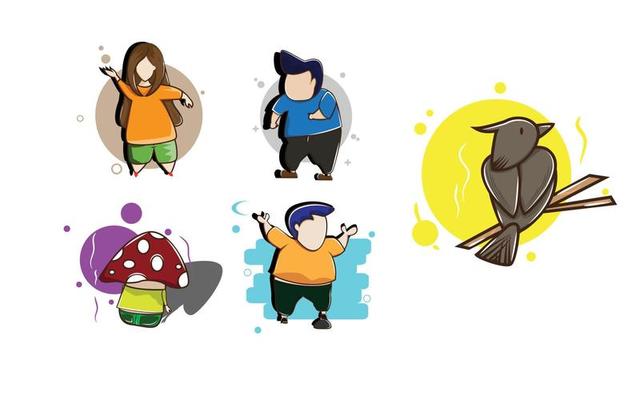 Big set of 100 casually dressed flat cartoon people. Isolated on white background. Clipping paths included.