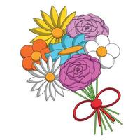 Bouquet with flower. Draw illustration in color vector