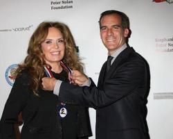 LOS ANGELES, OCT 17 -  Catherine Bach, Eric Garcetti, Los Angeles Mayor at the LAPD Eagle and Badge Foundation Gala at the Century Plaza Hotel on October 17, 2015 in Century City, CA photo