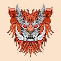 carácter animal tigre bestia japonés dibujado a mano ilustraciones vectoriales de color. para gráficos de camisetas, pancartas, estampados de moda, camisetas con eslóganes, pegatinas, volantes, carteles y otros usos creativos vector