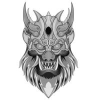 Hanyya Monster Black and white Ancient China and Japan. Mythology and culture. Yakuza tattoo vector