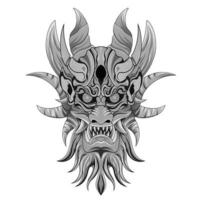 Hanyya Monster Black and white Ancient China and Japan. Mythology and culture. Yakuza tattoo vector