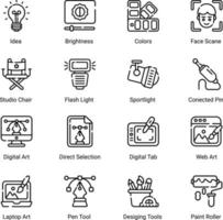 digital art and drawing icons set isolated on white background vector