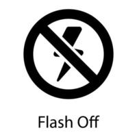 deshabilitar el icono de glifo de flash aislado en fondo blanco vector