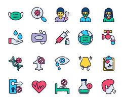 medical and corona virus icons set vector