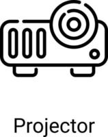 icono de línea de color del proyector aislado sobre fondo blanco vector