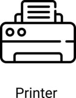 printer line icon isolated on white background vector