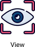 foco, icono de línea de color de ojos aislado en fondo blanco vector