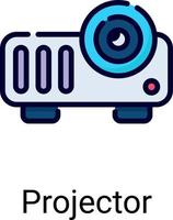 icono de línea de color del proyector aislado sobre fondo blanco vector