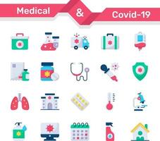 medical and corona virus icons set vector