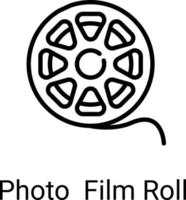 film reel line icon isolated on white background vector