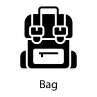 icono de glifo de mochila aislado sobre fondo blanco vector