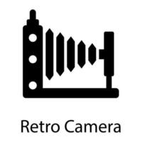 retro, camera glyph icon isolated on white background vector