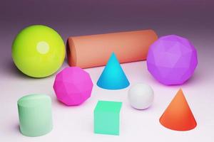 3D rendering geometric shapes can be used in teaching in schools photo