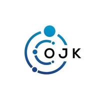 OJK letter technology logo design on white background. OJK creative initials letter IT logo concept. OJK letter design. vector