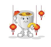 noodle bowl vactor mascot vector