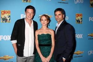 LOS ANGELES, SEP 7 -  Cory Monteith, Jayma Mays,  and John Stamos arrives at the GLEE Premiere Screening  and Party, Season 2 at Paramount Studios  on September 7, 2010 in Los Angeles, CA photo