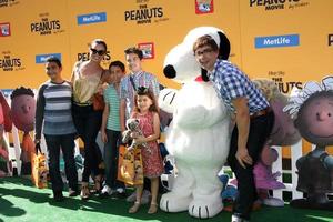 LOS ANGELES, NOV 1 - Christopher Gorham, family, friend at the The Peanuts Movie Los Angeles Premiere at the Village Theater on November 1, 2015 in Westwood, CA photo