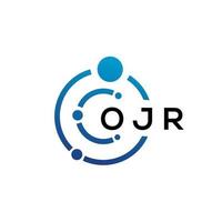 OJR letter technology logo design on white background. OJR creative initials letter IT logo concept. OJR letter design. vector
