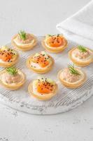 Seafood canapes close up photo