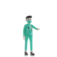 3d Isolated nurse with green uniform png