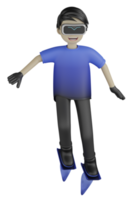 3d Isolated Man use Virtual Reality Machine png