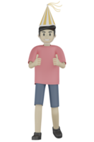 3d hombre aislado en la fiesta png