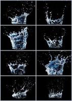 collection of water splashes on black background photo