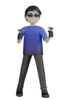 3d Isolated Man use Virtual Reality Machine png