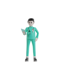 3d Isolated nurse with green uniform png