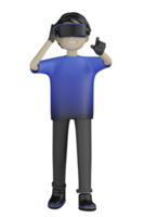 3d Isolated Man use Virtual Reality Machine png