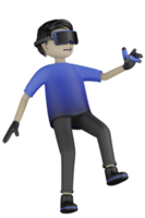 3d Isolated Man use Virtual Reality Machine png