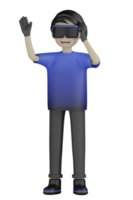 El hombre aislado 3D usa una máquina de realidad virtual png