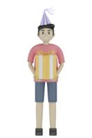 3d hombre aislado en la fiesta png