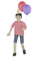 3d hombre aislado en la fiesta png