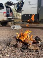 Caravan camp fire photo