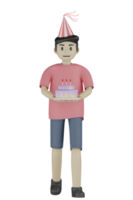 3d hombre aislado en la fiesta png