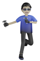 3d Isolated Man use Virtual Reality Machine png