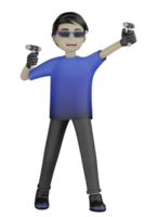 3d Isolated Man use Virtual Reality Machine png