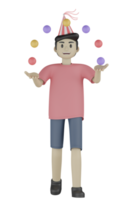 3d hombre aislado en la fiesta png