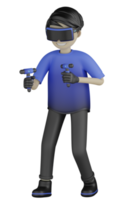 3d Isolated Man use Virtual Reality Machine png