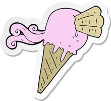 sticker of a cartoon ice cream cone vector