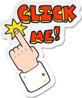 sticker of a click me cartoon sign vector